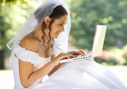 Bride chatting online