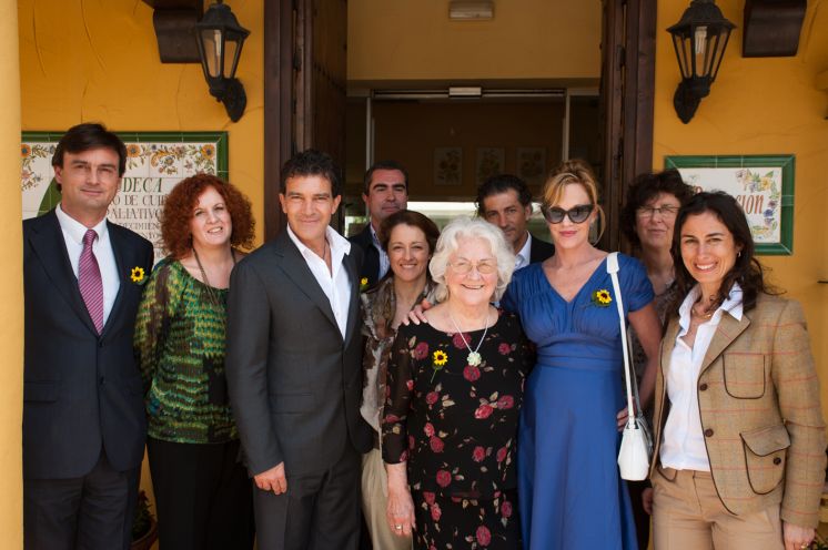 Joan Hunt OBE with Antonio Banderas and Melanie Griffith